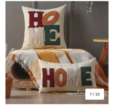 Boho Cotton Woven Pillowcases 45x45cm | Tufted Tassel Cushion Cover for Sofa Decor — Kenya · WIMU Kitchen