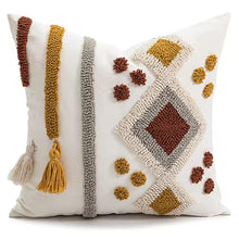 Boho Cotton Woven Pillowcases 45x45cm | Tufted Tassel Cushion Cover for Sofa Decor — Kenya · WIMU Kitchen