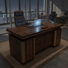 Executive Office Desk 2039, Dark Brown with Gold Trim — view 2 — Kenya · WIMU Kitchen