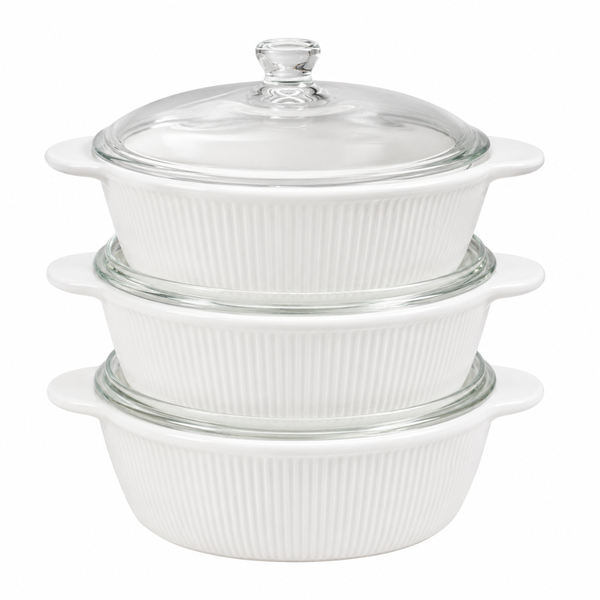 Divine Touch Opalware White Glass Casserole Set with Clear Glass Lid — Kenya · WIMU Kitchen Nairobi