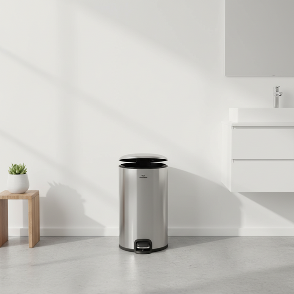 12L Round Silver Stainless Steel Pedal Dustbin, 242 x 242 x 441mm — WIMU Kitchen Nairobi — Kenya · WIMU Kitchen Nairobi