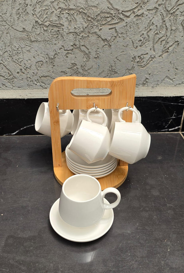 12pc Unique Cappuccino Cups with Bamboo Stand — Kenya · WIMU Kitchen Nairobi