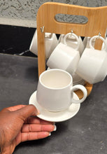 12pc Unique Cappuccino Cups with Bamboo Stand — Kenya · WIMU Kitchen