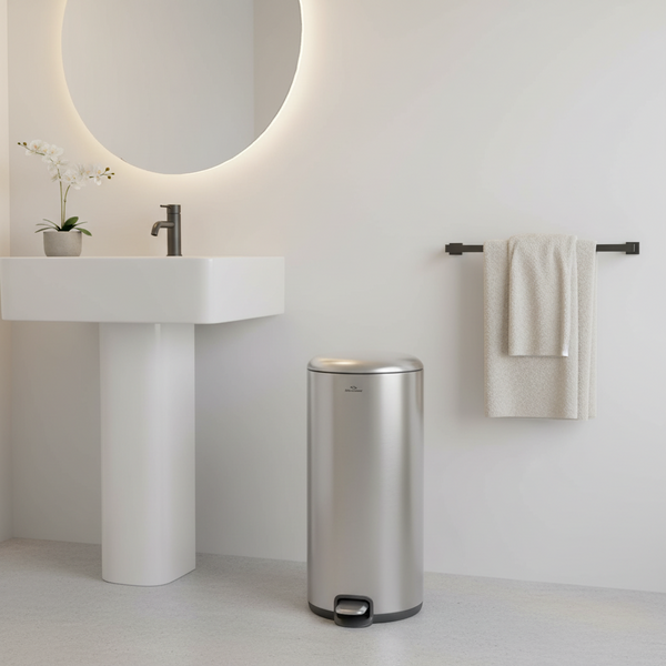 20L Round Silver Stainless Steel Pedal Bin with Removable Inner Bucket — WIMU Kitchen Nairobi — Kenya · WIMU Kitchen Nairobi