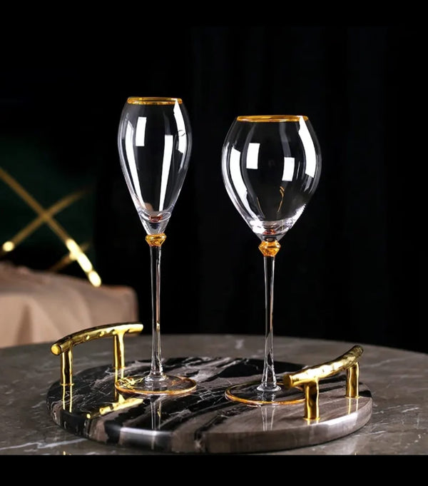 Royal Goblet Glasses High-End Gold Traced Red Glass Champagne and Wine Glass 6pcs Set — Kenya · WIMU Kitchen Nairobi