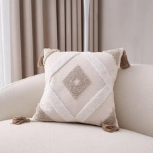 Boho Cotton Woven Pillowcases 45x45cm | Tufted Tassel Cushion Cover for Sofa Decor — Kenya · WIMU Kitchen