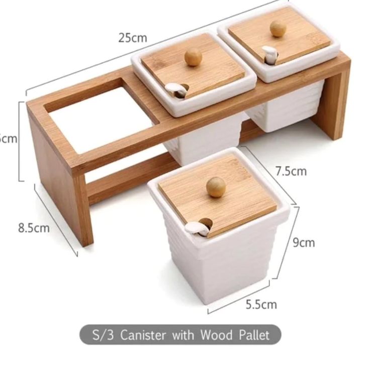 3-Piece Ceramic Spice Canister Set with Bamboo Stand — buy in Kenya at WIMU Kitchen Nairobi · M-Pesa accepted