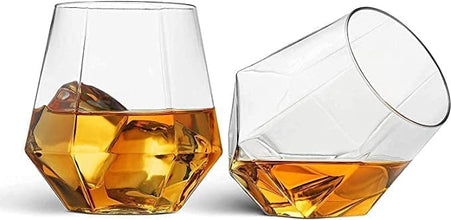Diamond Crystal Cut Whiskey Glasses Set of 6pcs Bar Brandy Wine Glass for Drinking Bourbon Whisky Scotch Cocktail Cognac (view 3) — Kenya · WIMU Kitchen