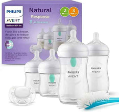 Philips Avent AirFree Vent Baby Bottle Newborn Gift Set - 4 Baby Milk Bottles with Air-Free Vent, Ultra-Soft Pacifier and Bottle Brush, Babies Aged 0-12 Months+ (Model SCD657/11) — Kenya · WIMU Kitchen