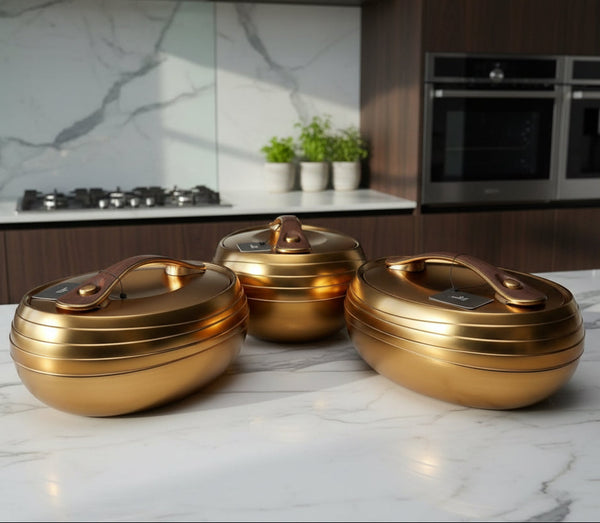 Forever Gold Insulated Hotpot Casserole Set 3pcs (4L 5L 6L) — Kenya · WIMU Kitchen Nairobi