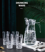 Elegant Crystle Pitcher Drinkware Set w 6 Highball Tumblers, Beautiful Jug with Lid, Handle & Spout for Chilled Beverage Homemade Juice, Iced Tea or Water (7 pc set) — Kenya · WIMU Kitchen