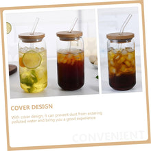 pcs Straw Glass Tumbler Straws Coffee Cup with Lid Glass Milk Cup Miss Bamboo Cover Household — Kenya · WIMU Kitchen