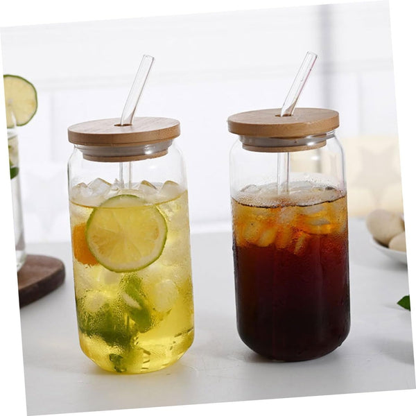 pcs Straw Glass Tumbler Straws Coffee Cup with Lid Glass Milk Cup Miss Bamboo Cover Household — Kenya · WIMU Kitchen Nairobi