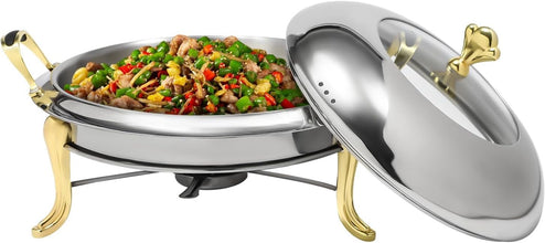 Round Chafing Dish Stainless Steel Buffet Chafer, Food Warmer Set with a 26cm/10.24in Pot, Lid — Kenya · WIMU Kitchen
