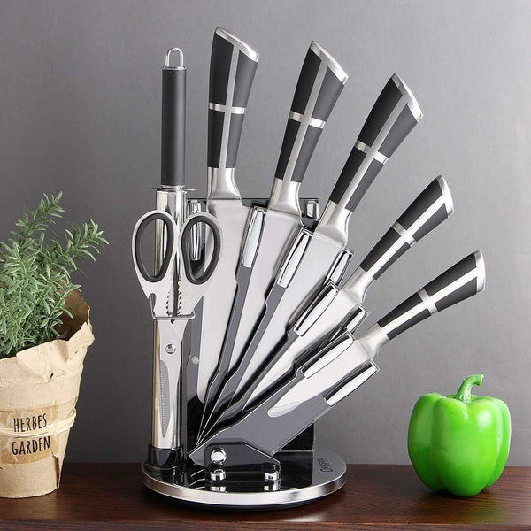 9-Piece Stainless Steel Kitchen Knife Set with Acrylic Block, Shears & Sharpener — Kenya · WIMU Kitchen Nairobi