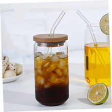 pcs Straw Glass Tumbler Straws Coffee Cup with Lid Glass Milk Cup Miss Bamboo Cover Household — Kenya · WIMU Kitchen