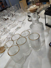 6Pc Ribbed glasses with gold rim and decanter (view 3) — Kenya · WIMU Kitchen