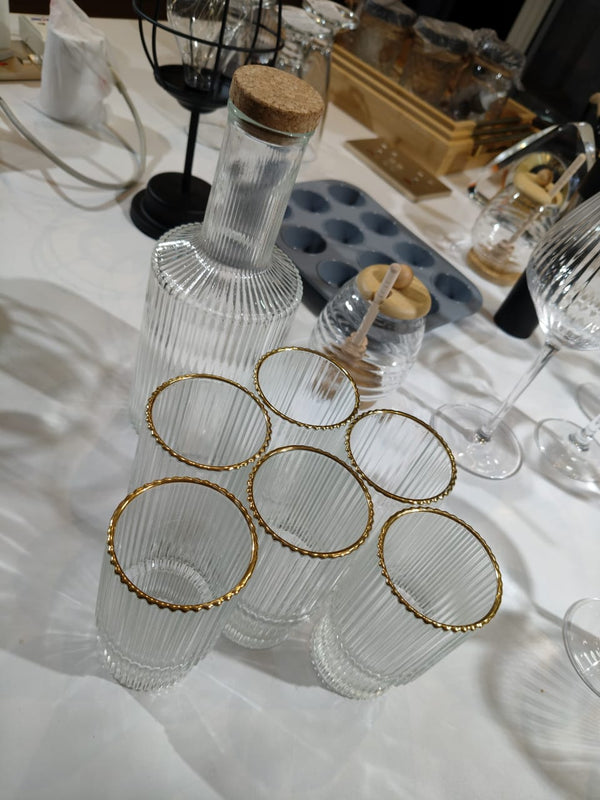 6Pc Ribbed glasses with gold rim and decanter — Kenya · WIMU Kitchen Nairobi