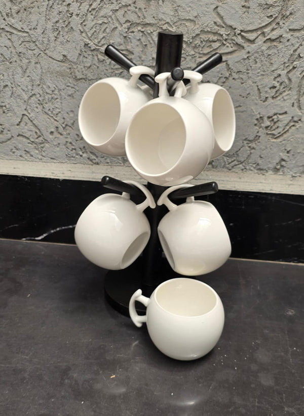 6pc Unique Cappuccino Cups with Bamboo Stand — Kenya · WIMU Kitchen Nairobi