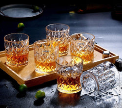 Crystal Whiskey Glass Set of 6, Clear, 310 ML, Round Whisky Glass, Lead Free Barware for Scotch, Bourbon, Cocktail (view 2) — Kenya · WIMU Kitchen