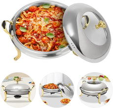 Round Chafing Dish Stainless Steel Buffet Chafer, Food Warmer Set with a 26cm/10.24in Pot, Lid — Kenya · WIMU Kitchen