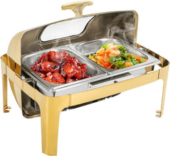 Signature 6L Gold Rolltop Chafing Dish with Glass Window – Elegant Buffet Food Warmer — Kenya · WIMU Kitchen
