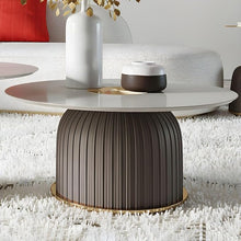 2-Piece Marble and Aluminium Top Nesting Side Table Set - Pleated Leather-Look Fabric Bases — WIMU Kitchen Nairobi — Kenya · WIMU Kitchen
