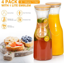 Glass Carafe Pitchers, Beverage Dispenser, Clear Jugs For Mimosa Bar, Wine, Iced Tea, Lemonade, Milk and Juice, 1000ml, Set of 4 (view 3) — Kenya · WIMU Kitchen