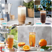 Set of 4 Cocktail Glasses, 350 ml Polka Dot Long Drink Glasses with Lid, Iced Coffee Glasses with 4 Straws / 1 Brush for Water, Cocktails, Juice, Transparent (view 2) — Kenya · WIMU Kitchen