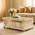 Glass Top Coffee Table with Drawer and Open Shelf - Frosted Marble-Look Top with Gold Ring Handle — WIMU Kitchen Nairobi