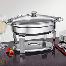Oval Stainless Steel Chafing Dish with Glass Lid and Holder — Kenya · WIMU Kitchen