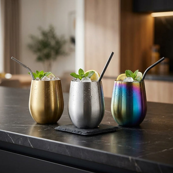 500ml Stainless Steel Stemless Wine Goblets, Gold Black or Rainbow — WIMU Kitchen Nairobi — Kenya · WIMU Kitchen Nairobi