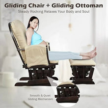 Nursing Gliding Rocking Chair with Ottoman, Solid Wood Nursery Glider Recliner, Quiet Motion, Padded Cushion, Storage Pocket — Kenya · WIMU Kitchen