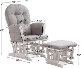 Nursing Gliding Rocking Chair with Ottoman, Solid Wood Nursery Glider Recliner, Quiet Motion, Padded Cushion, Storage Pocket — Kenya · WIMU Kitchen