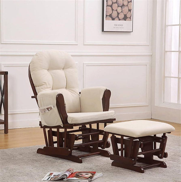 Nursing Gliding Rocking Chair with Ottoman, Solid Wood Nursery Glider Recliner, Quiet Motion, Padded Cushion, Storage Pocket — Kenya · WIMU Kitchen Nairobi