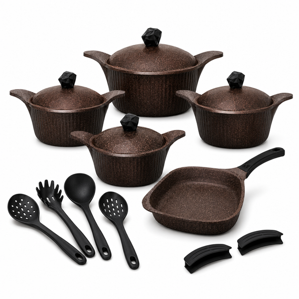 Signature 15 Piece Die Cast Aluminium Cookware Set – 20cm to 30cm Pots with 28cm Frying Pan — WIMU Kitchen Nairobi — Kenya · WIMU Kitchen Nairobi