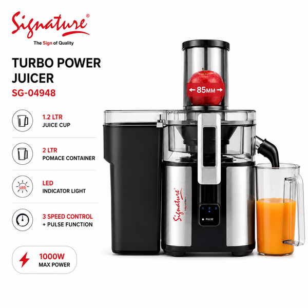 Signature Turbo Power Juicer 1000W – 1.2L Juice Jug, 2L Pomace Container — WIMU Kitchen Nairobi — Kenya · WIMU Kitchen Nairobi