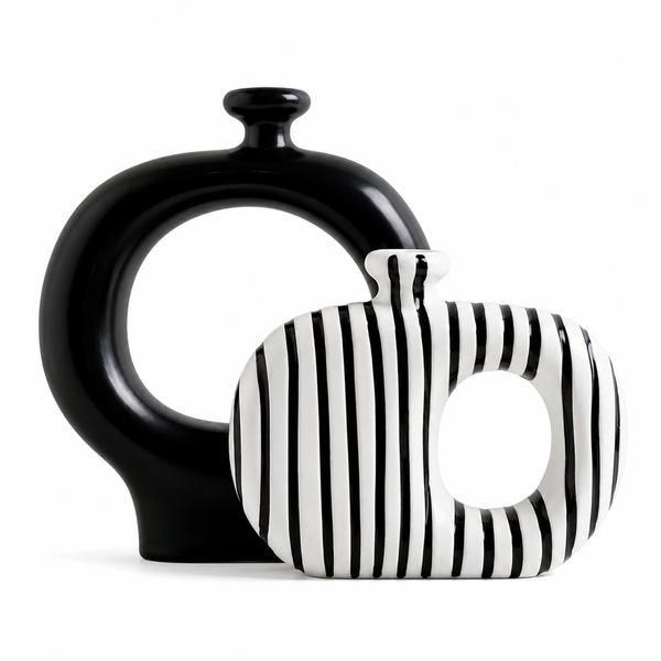 Midnight Loop Sculptural Ceramic Vase – 22x25.5cm & 22x17cm — WIMU Kitchen Nairobi — Kenya · WIMU Kitchen Nairobi