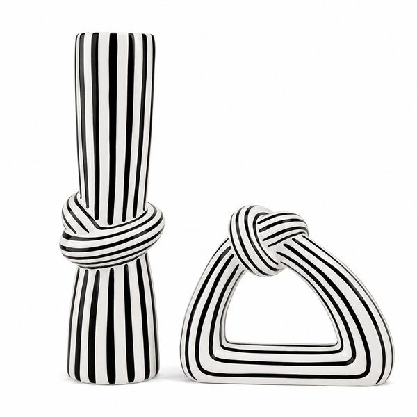 Monochrome Knot Striped Ceramic Decorative Vase – 18.5x14.5x8.5cm — WIMU Kitchen Nairobi — Kenya · WIMU Kitchen Nairobi