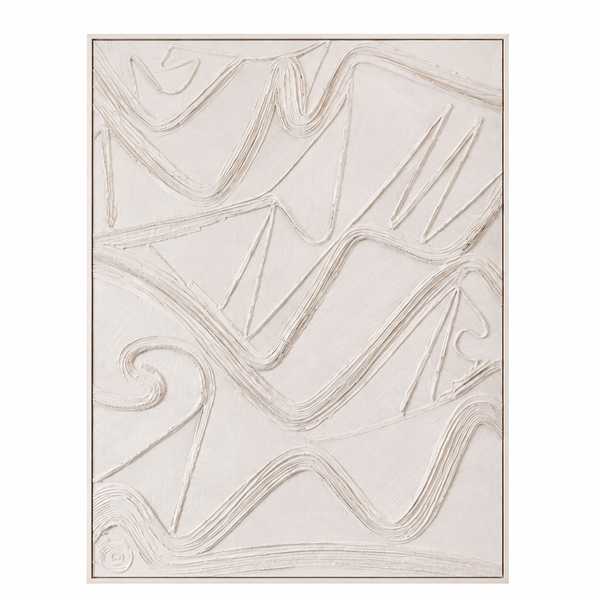 Framed Abstract Textured Plaster Wall Art – Geometric Lines 102x142cm — WIMU Kitchen Nairobi — Kenya · WIMU Kitchen Nairobi