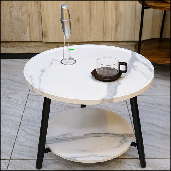 Round Marble-Effect Coffee Table 50cm — 2-Tier with Storage Shelf — WIMU Kitchen Nairobi — Kenya · WIMU Kitchen Nairobi