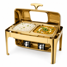 Divine Touch Double 9 Ltr Stainless Steel Rectangular Rolltop Chafing Dish with Visual Window — Kenya · WIMU Kitchen