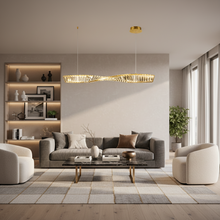 Wave Crystal LED Pendant 18W Tri-Colour Gold 1000mm — view 2 — Kenya · WIMU Kitchen