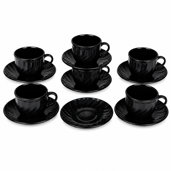 Divine Touch 190ml Fluted Black Opalware Cup & Saucer — Kenya · WIMU Kitchen Nairobi
