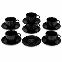 Divine Touch 190ml Fluted Black Opalware Cup & Saucer — Kenya · WIMU Kitchen