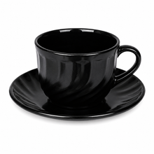 Divine Touch 190ml Fluted Black Opalware Cup & Saucer — Kenya · WIMU Kitchen