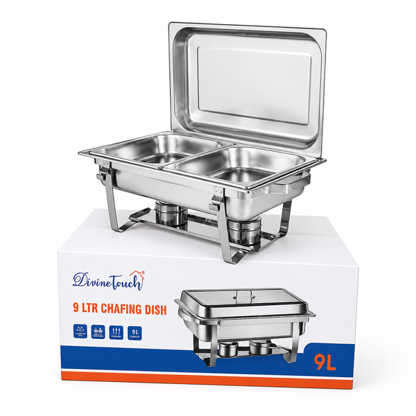 Divine Touch 902 Double Stainless Steel Extra Deep Cheffing Dish with Fix Stand — Kenya · WIMU Kitchen Nairobi