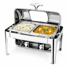 Divine Touch Double 9 Ltr Stainless Steel Rectangular Rolltop Chafing Dish with Visual Window — Kenya · WIMU Kitchen