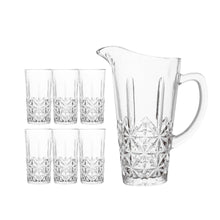 Elegant Crystle Pitcher Drinkware Set w 6 Highball Tumblers, Beautiful Jug with Lid, Handle & Spout for Chilled Beverage Homemade Juice, Iced Tea or Water (7 pc set) (view 2) — Kenya · WIMU Kitchen