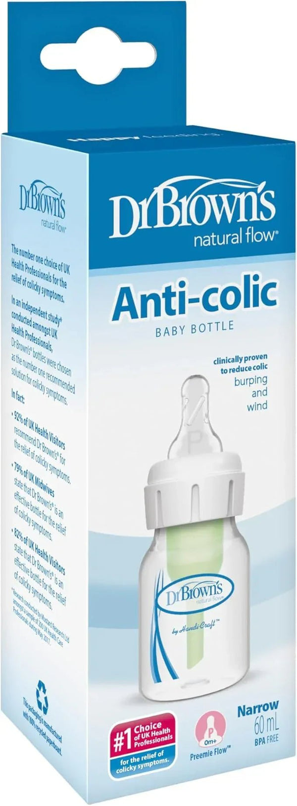 Dr Brown's Natural Flow Anti-Colic Narrow Baby Bottle, 2oz/60ml with Preemie Flow Teat, 1-Pack — Kenya · WIMU Kitchen Nairobi